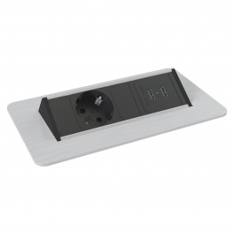 Axessline QuickBox - 1 El, 2 USB Laddare, Stål Axessline QuickBox - 1 El, 2 USB Laddare, Stål