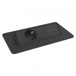 Axessline QuickBox - 1 El, 2 USB Laddare, Svart Axessline QuickBox - 1 El, 2 USB Laddare, Svart
