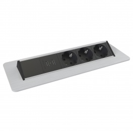 Axessline QuickBox - 3 El 2, 2 USB Laddare. Stål Axessline QuickBox - 3 El 2, 2 USB Laddare. Stål