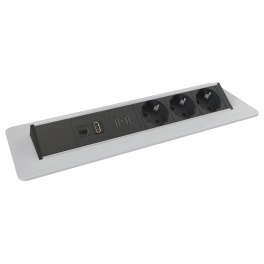 Axessline QuickBox - 3 El 2, 2 USB Laddare, HDMI, Data. Stål Axessline QuickBox - 3 El 2, 2 USB Laddare, HDMI, Data. Stål