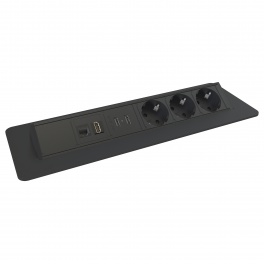 Axessline QuickBox - 3 El 2, 2 USB Laddare, HDMI, Data. Svart Axessline QuickBox - 3 El 2, 2 USB Laddare, HDMI, Data. Svart